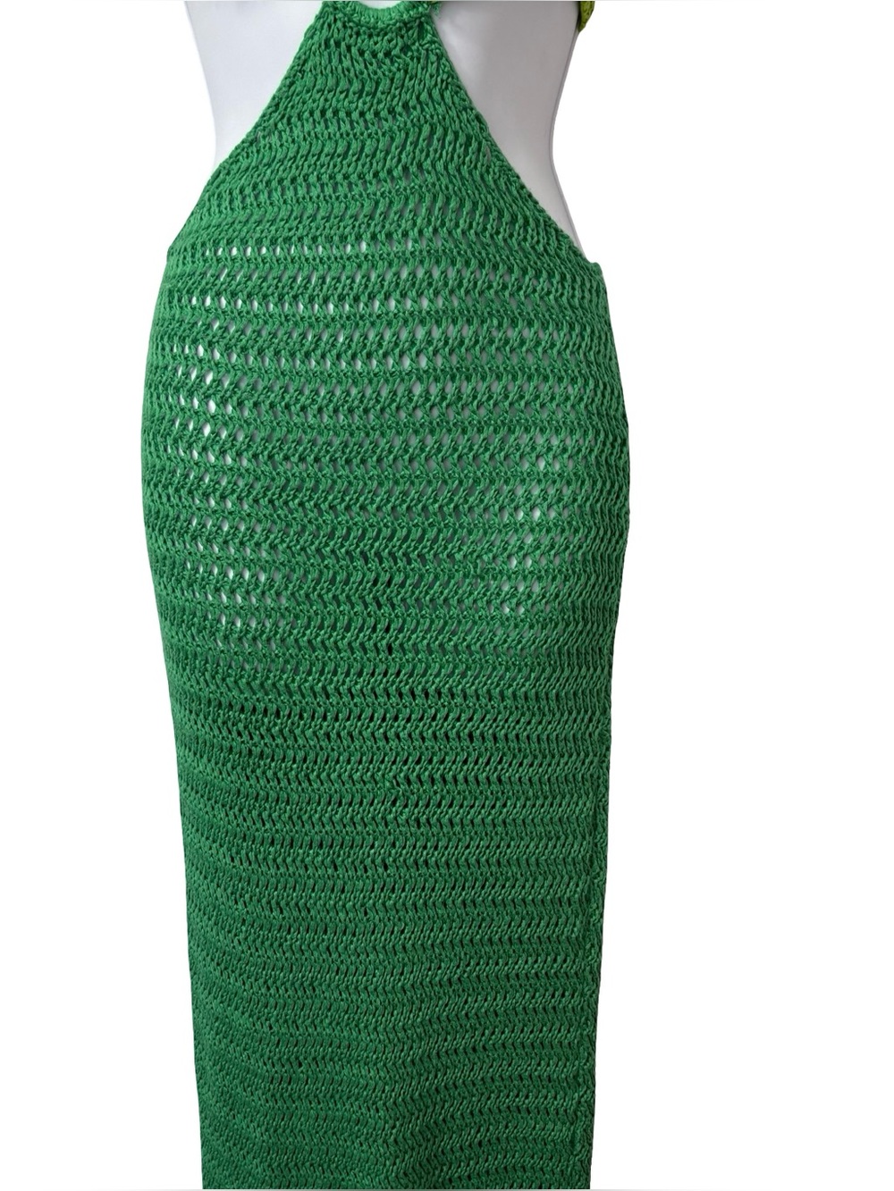 Peppermayo Haven Crochet Maxi Dress Green two-tone halter neck Size XS/S - Picture 4 of 16